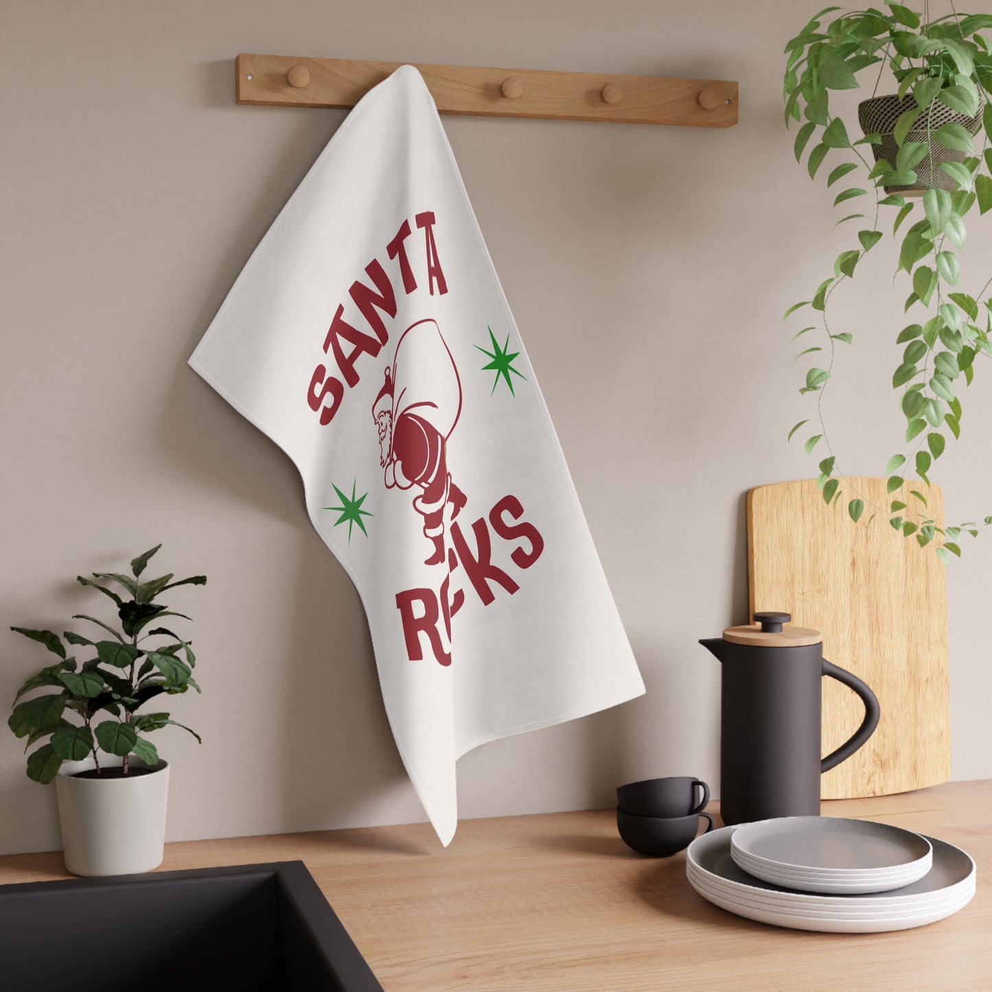 Santa Rocks Cotton Twill Tea Towel