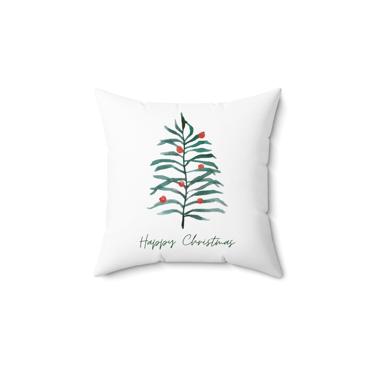 Happy Christmas Watercolors Throw Pillow