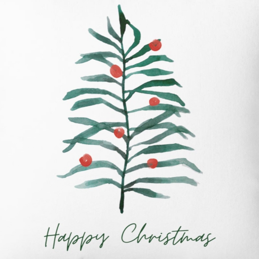 Happy Christmas Watercolors Throw Pillow