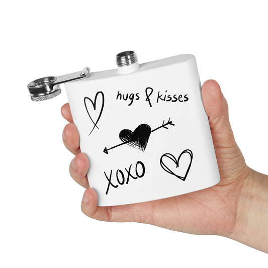 Hugs & Kisses Stainless Steel Flask - 6oz