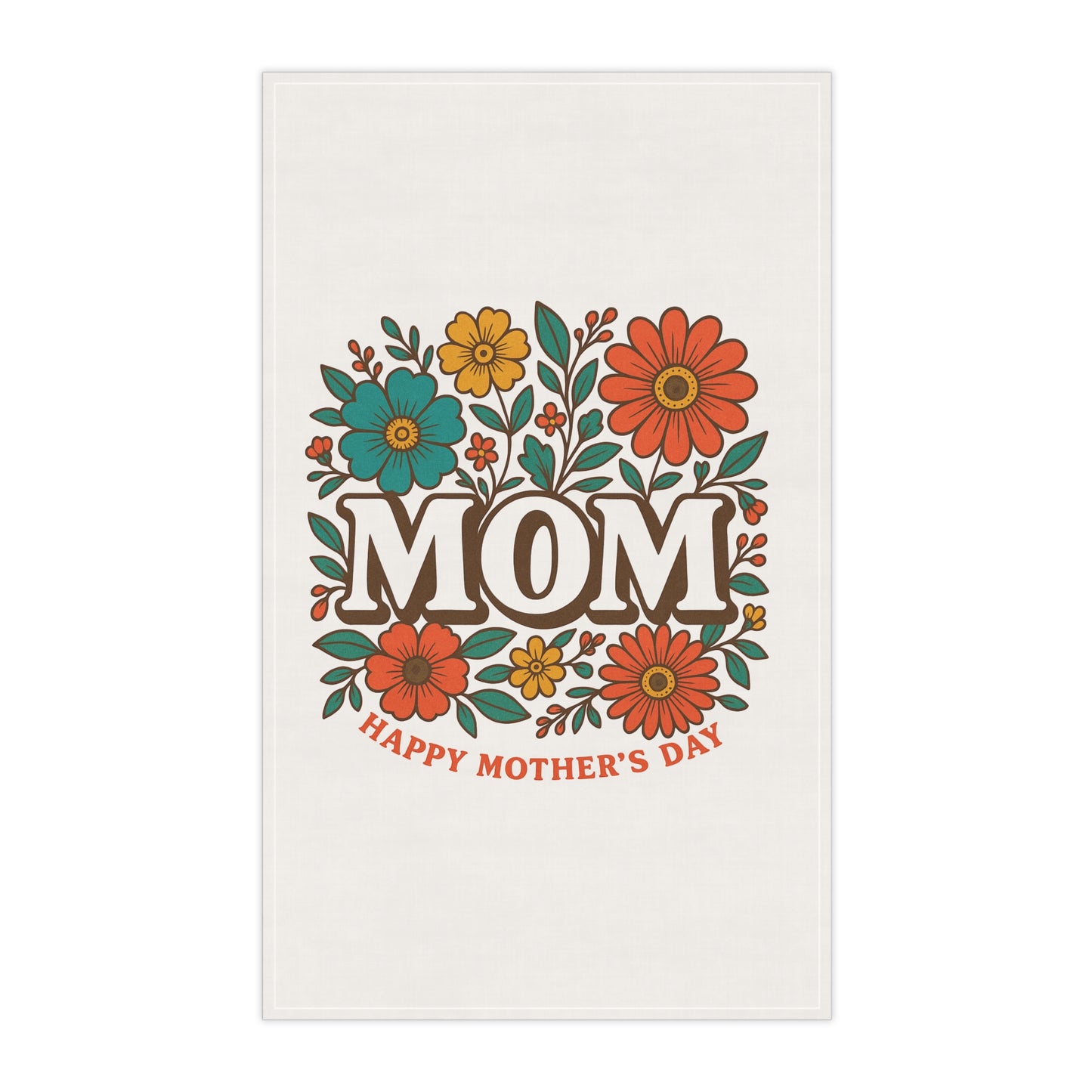 Retro Flowers for Mom, Cotton Tea Towel