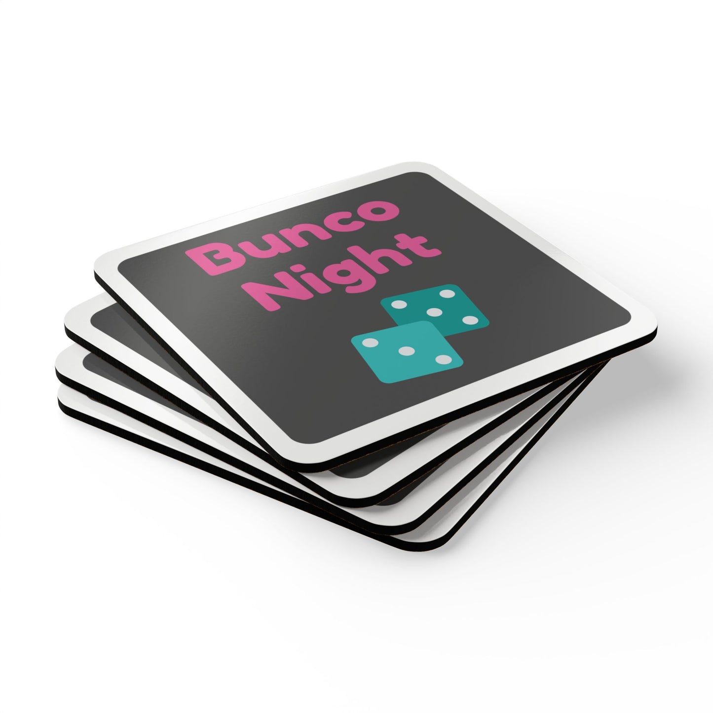 Bunco Night Corkwood Coaster Set of 4 - Perfect for Game Night Gatherings