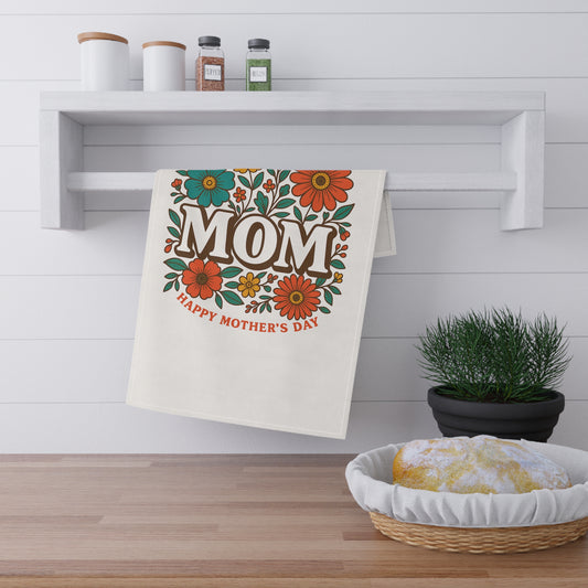 Retro Flowers for Mom, Cotton Tea Towel