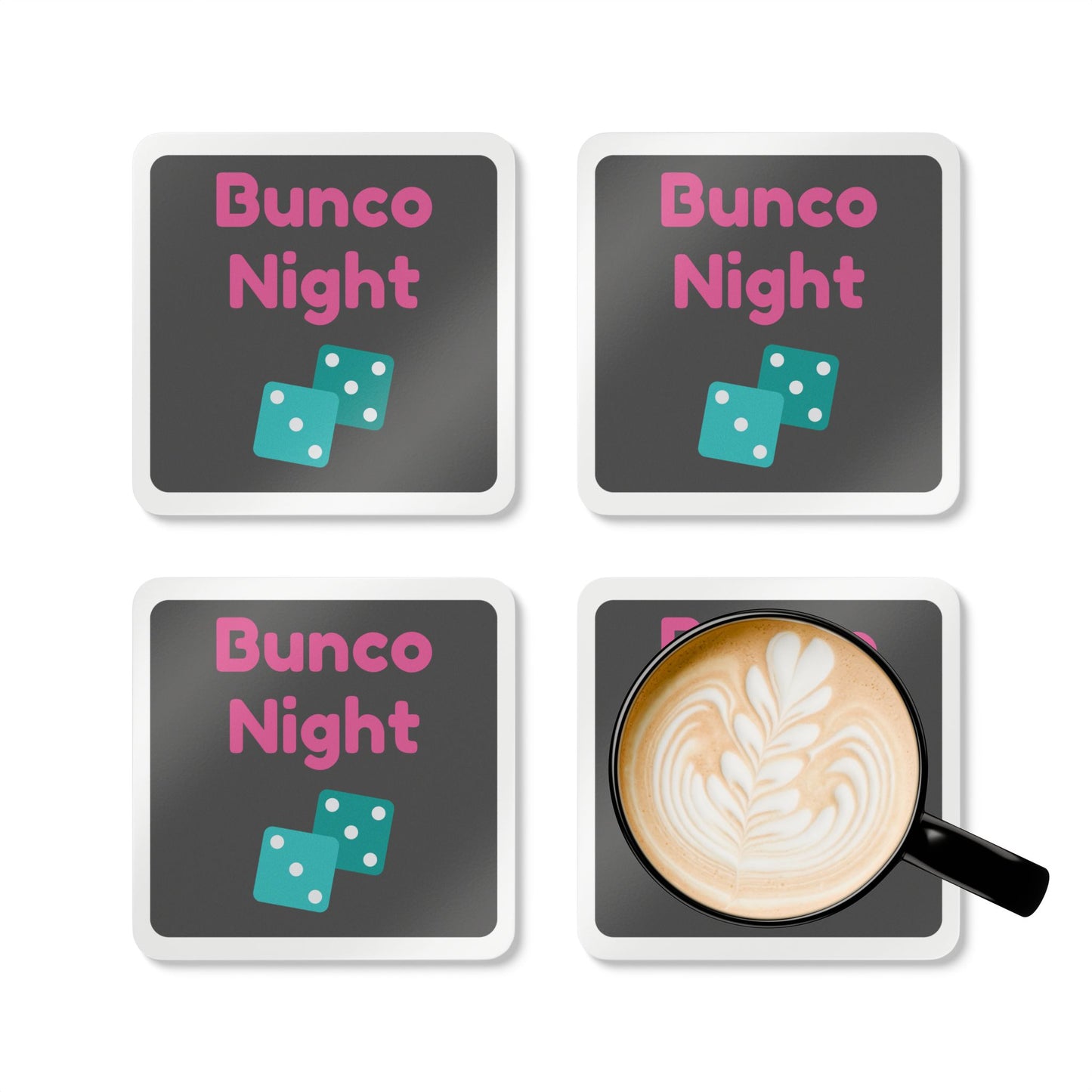 Bunco Night Corkwood Coaster Set of 4 - Perfect for Game Night Gatherings