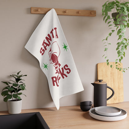 Santa Rocks Cotton Twill Tea Towel