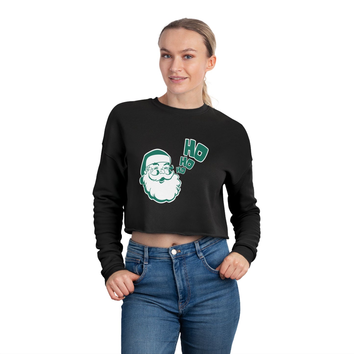 HO HO HO Retro Santa Crop Sweatshirt