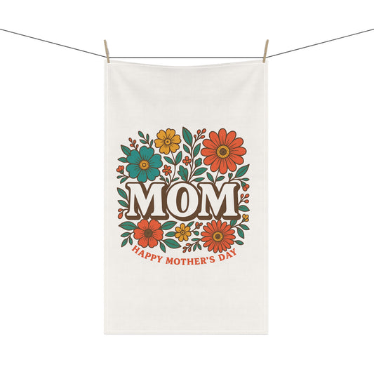 Retro Flowers for Mom, Cotton Tea Towel