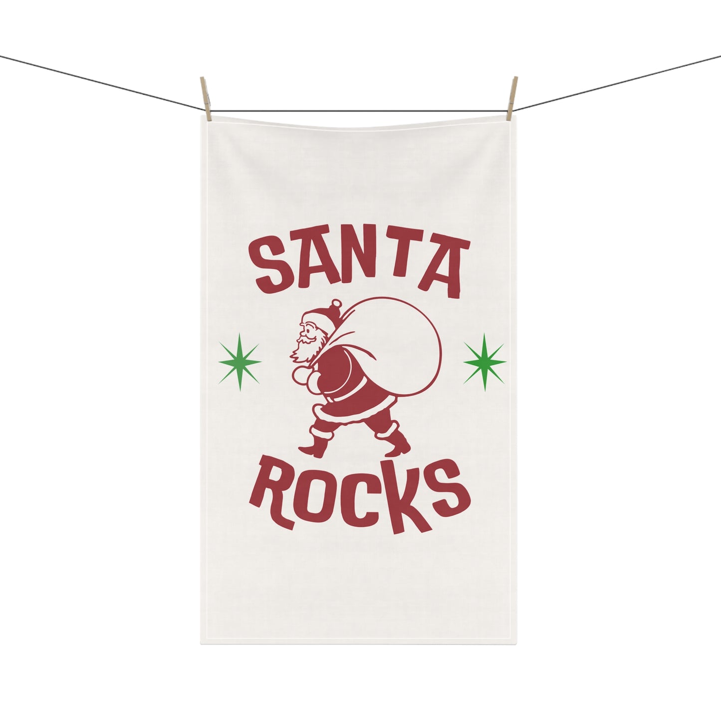 Santa Rocks Cotton Twill Tea Towel