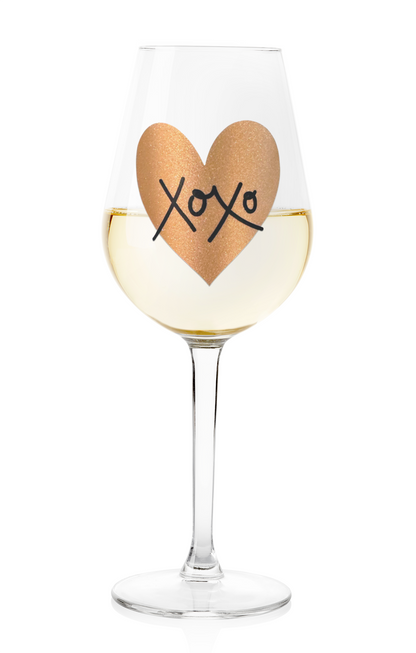 Glittery XOXO Wine Glass