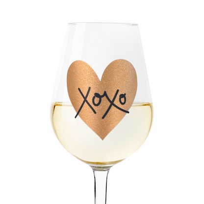 Glittery XOXO Wine Glass