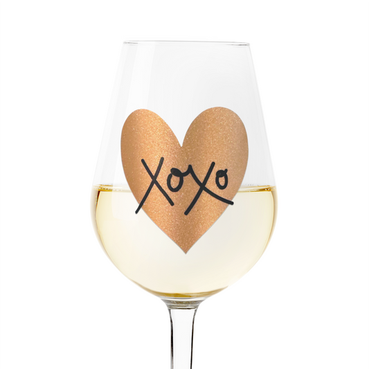 Glittery XOXO Wine Glass